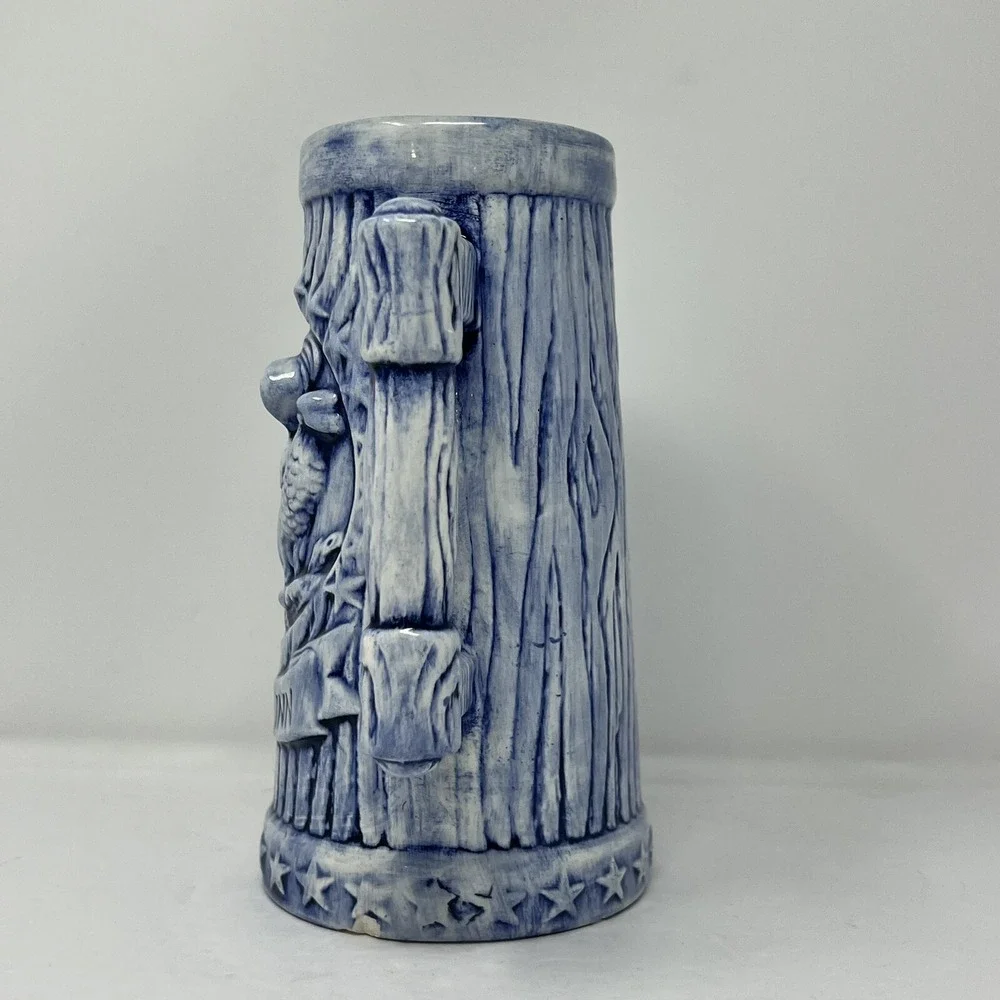 Colonial Inn Ceramic Beer  Stein 1976 24oz 3D American Eagle Stars in Delft Blue